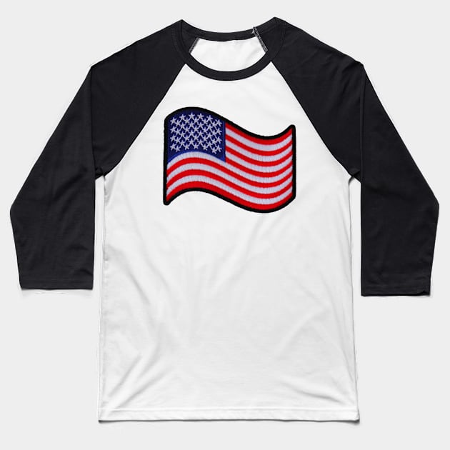 Embroidery American Flag Sticker Baseball T-Shirt by anacarminda